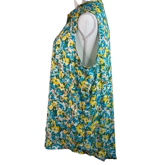 Juniper & Lime Women's Sleeveless Turquoise Yellow V-Neck High Low Top Size XL - Picture 2 of 7